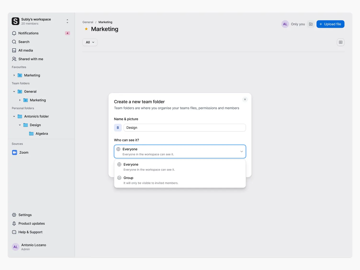 Create restricted folder flow 2